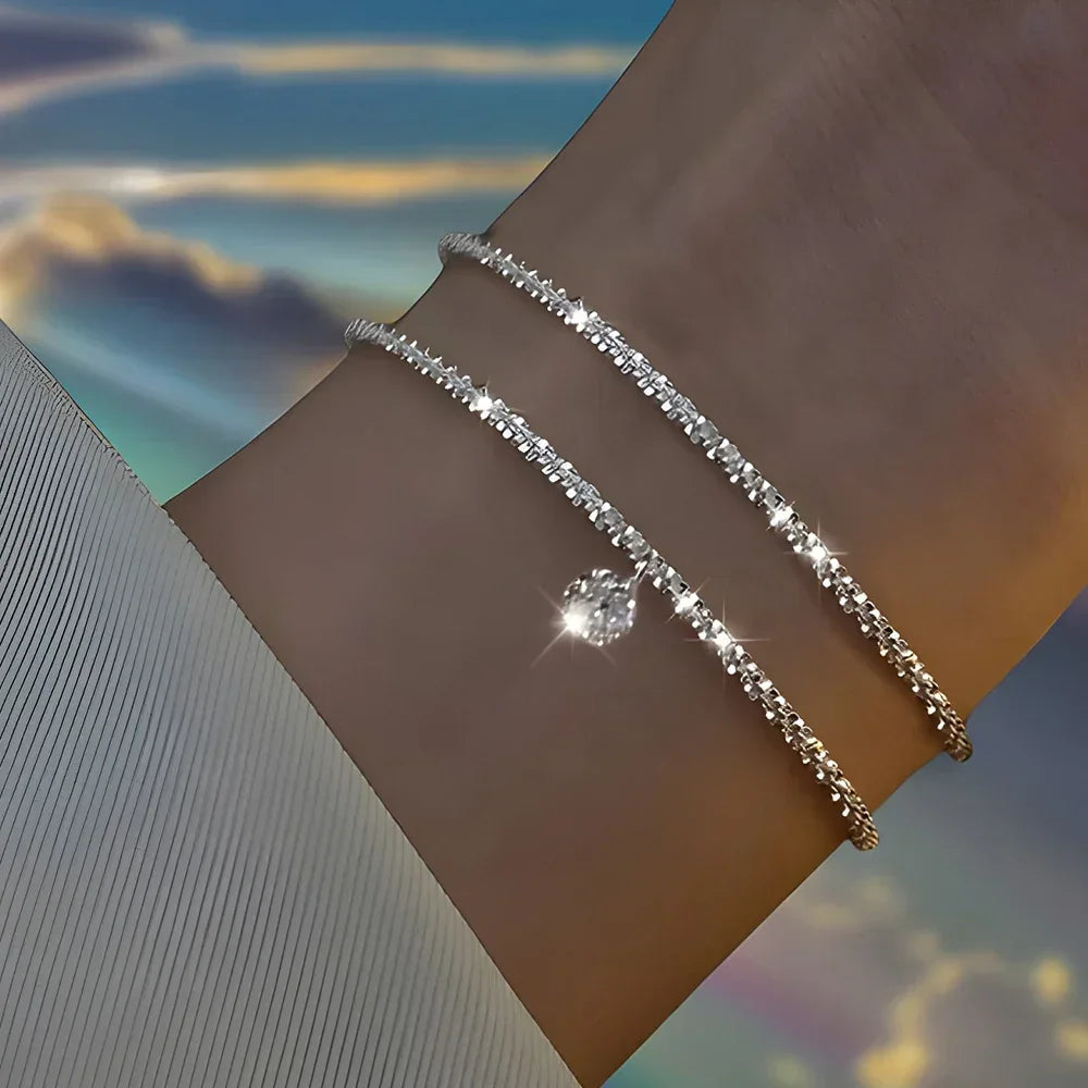 6-Piece Rhinestone Bracelet Set — Silver Shine Collection