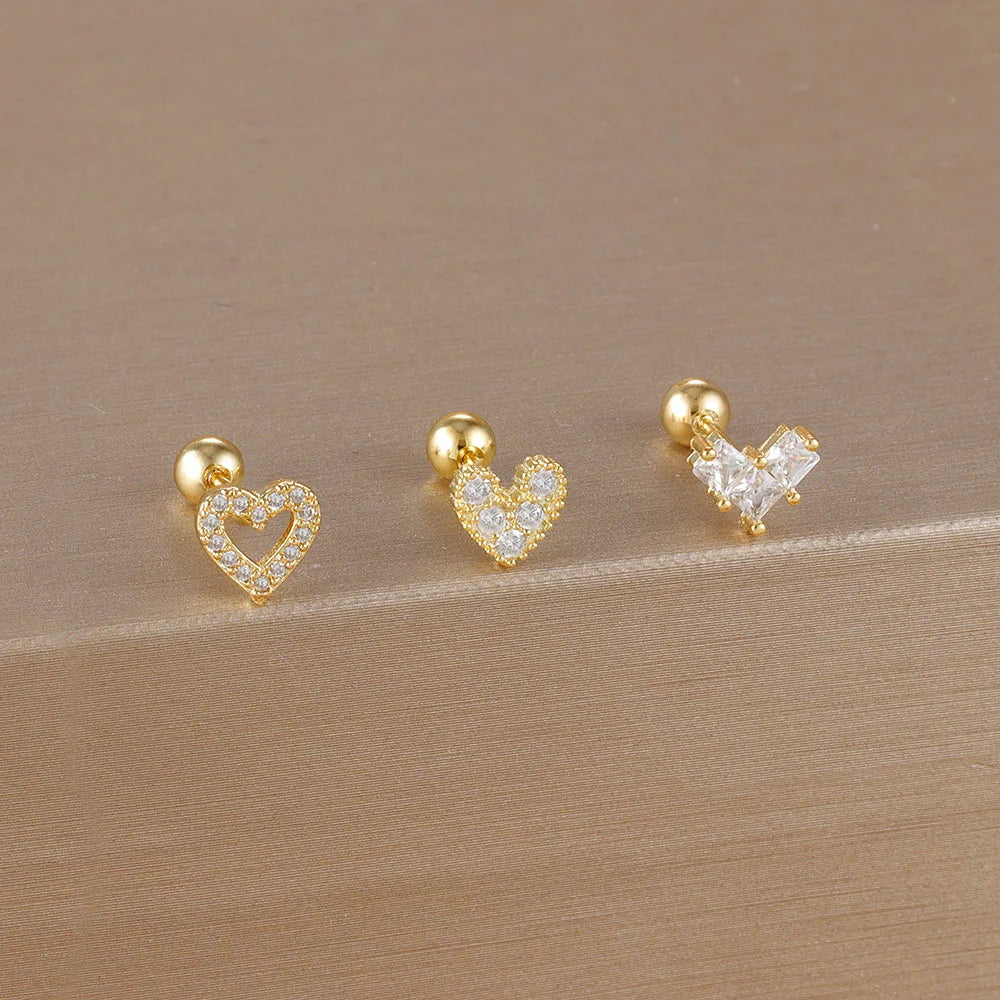 Piece Gold Crown Stud Earring Set – 14K Plated Zircon