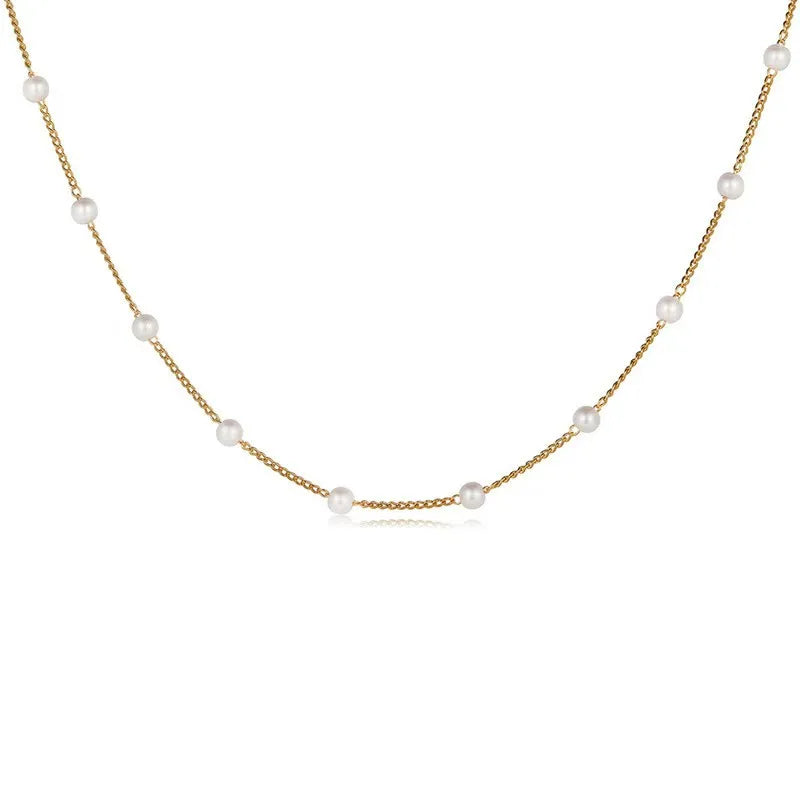 Noctéra Pearl Lace Gold Necklace