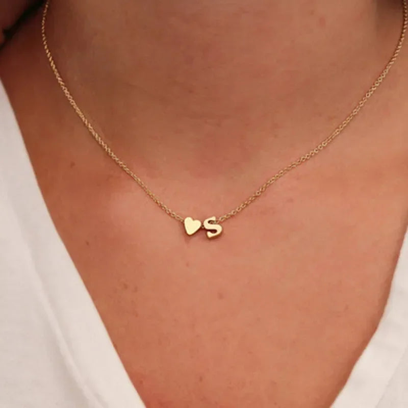 Heart Initial Necklace — Dainty Personalized Choker