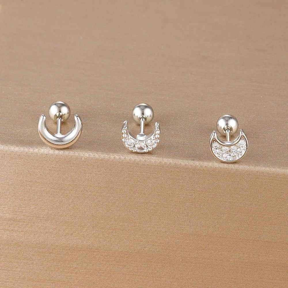 Piece Gold Crown Stud Earring Set – 14K Plated Zircon