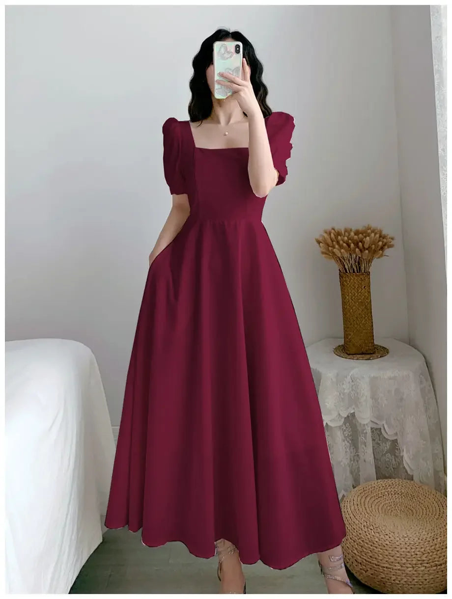 Slim Fit Women White Dress  Casual Korean Style