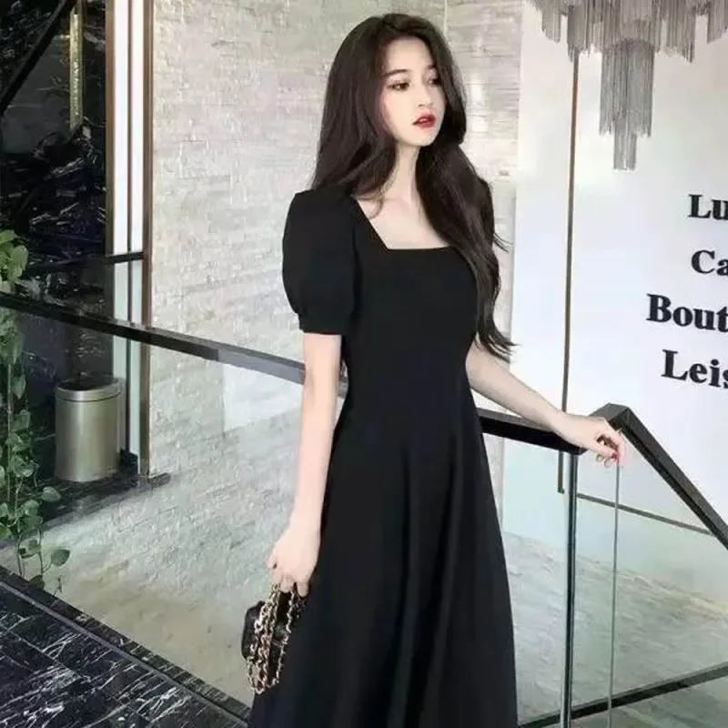 Slim Fit Women White Dress  Casual Korean Style