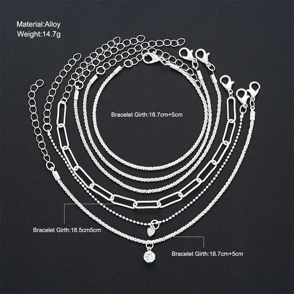 6-Piece Rhinestone Bracelet Set — Silver Shine Collection