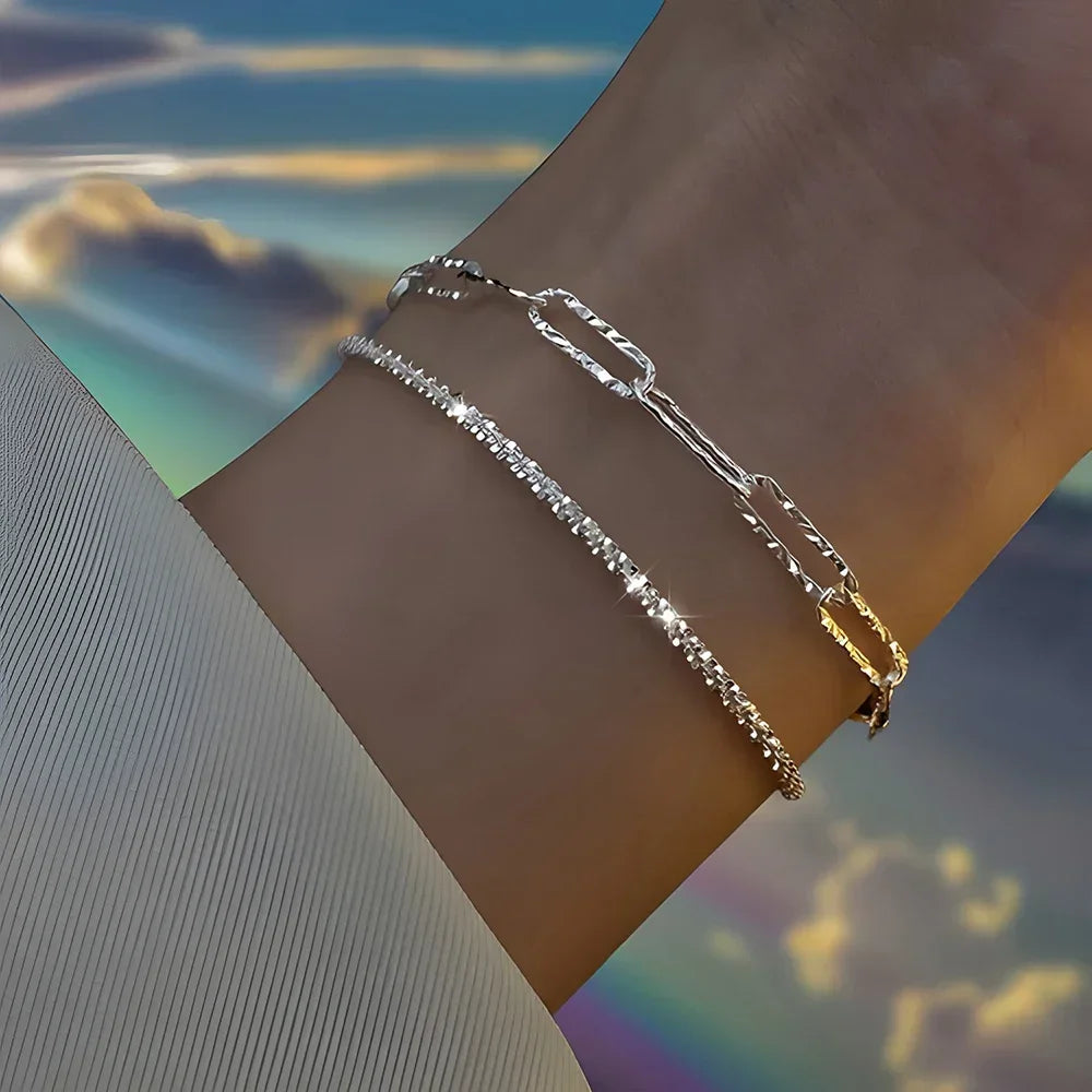 6-Piece Rhinestone Bracelet Set — Silver Shine Collection