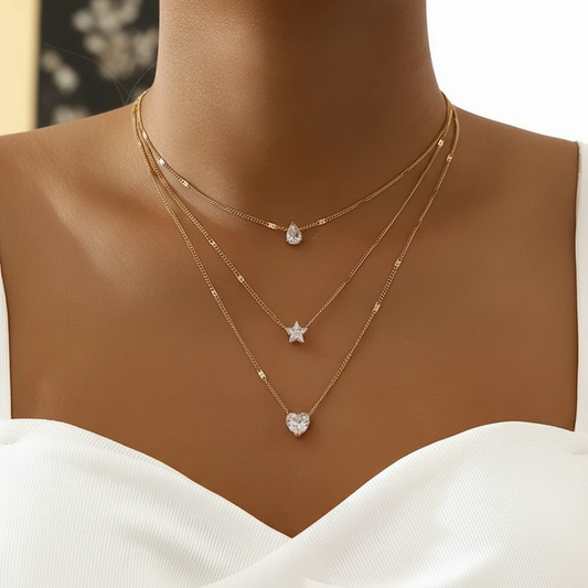 Layered Zircon Pendant Necklace